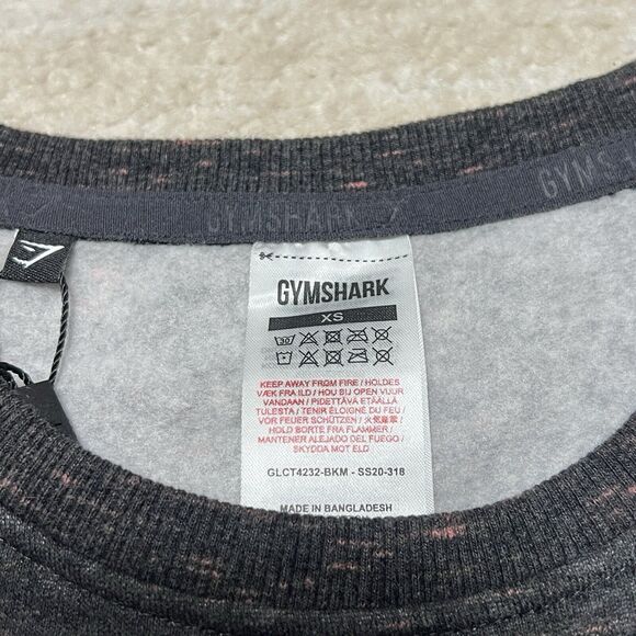 Gymshark Sol Lift Super Crop Long Sleeve Black Marbel Size Extra Small - Picture 7 of 7